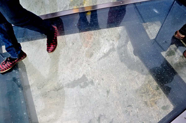 the glass bottom floor